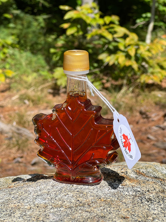 Pure NH Maple Syrup in Glass Leaf