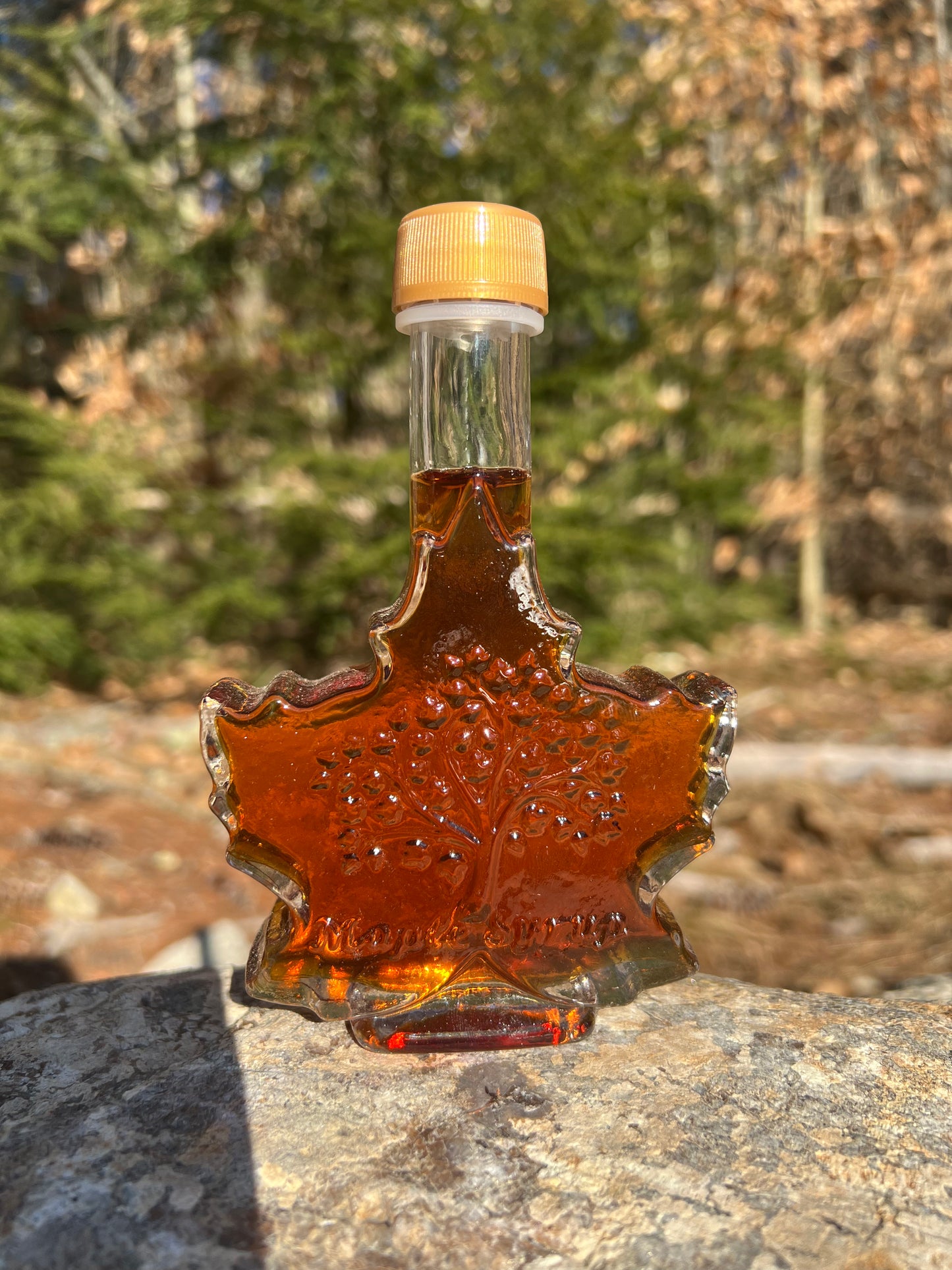 Pure NH Maple Syrup in Glass Leaf